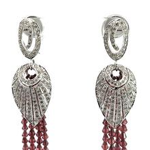 18K White Gold Shoulder Duster Earring With Natural Diamond & Rhodolite Gemstone