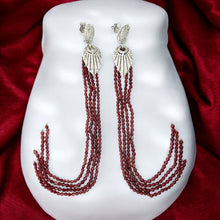 18K White Gold Shoulder Duster Earring With Natural Diamond & Rhodolite Gemstone Jewellery