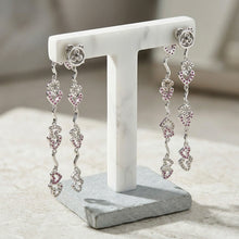 18K White Gold Natural Diamond & Ruby Heart Duster Earrings | Love-Inspired Long Drop Statement Jewelry - Earrings