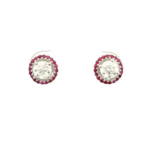 18K White Gold Natural Diamond Solitaire Stud Earrings | Ruby Halo Design | Timeless Classic Jewelry - Earrings