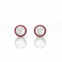 18K White Gold Natural Diamond Solitaire Stud Earrings | Ruby Halo Design | Timeless Classic Jewelry - Earrings