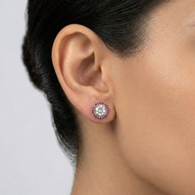 18K White Gold Natural Diamond Solitaire Stud Earrings | Ruby Halo Design | Timeless Classic Jewelry - Earrings