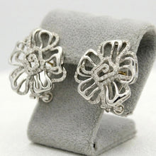18K White Gold Natural Diamond Stud Earrings | Floral Swirl Pavé Openwork Statement Jewelry - Earrings