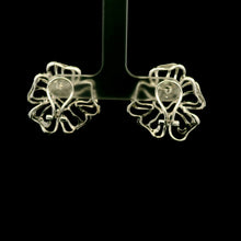 18K White Gold Natural Diamond Stud Earrings | Floral Swirl Pavé Openwork Statement Jewelry - Earrings