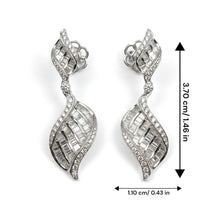 18K White Gold Natural Diamond Swirl Drop Earrings | Sculptural Pavé Ribbon Silhouette - Earrings
