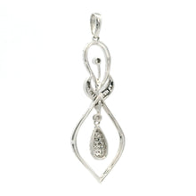 18K White Gold Natural Diamond Tapered Swirl Pendant | Contemporary Infinity Drop Luxury Gold Jewelry - Pendant