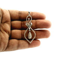 18K White Gold Natural Diamond Tapered Swirl Pendant | Contemporary Infinity Drop Luxury Gold Jewelry - Pendant