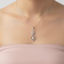 18K White Gold Natural Diamond Tapered Swirl Pendant | Contemporary Infinity Drop Luxury Gold Jewelry - Pendant