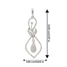 18K White Gold Natural Diamond Tapered Swirl Pendant | Contemporary Infinity Drop Luxury Gold Jewelry - Pendant
