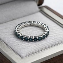 18K White Gold Natural Round Blue Sapphire 2.5mm Full Eternity Ring | Timeless Heirloom Jewelry - Ring