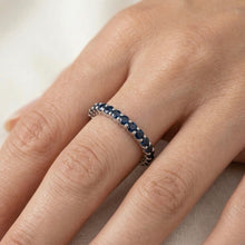 18K White Gold Natural Round Blue Sapphire 2.5mm Full Eternity Ring | Timeless Heirloom Jewelry - Ring