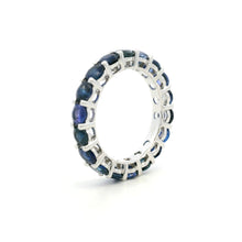 18K White Gold Natural Round Blue Sapphire Full Eternity Band Ring | September Birthstone Elegance - Ring
