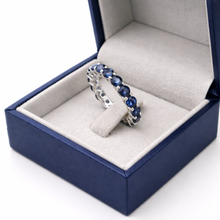 18K White Gold Natural Round Blue Sapphire Full Eternity Band Ring | September Birthstone Elegance - Ring