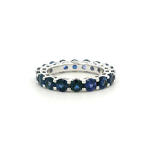 18K White Gold Natural Round Blue Sapphire Full Eternity Band Ring | September Birthstone Elegance - Ring