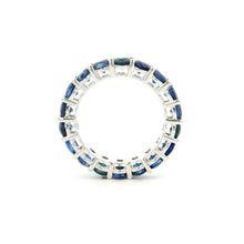 18K White Gold Natural Round Blue Sapphire Full Eternity Band Ring | September Birthstone Elegance - Ring