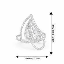 18K White Gold Natural Round Diamond Double Heart Ring | Romantic Pavé Design Jewelry