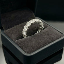18K White Gold Natural Round Diamond Full Eternity Band Ring | Classic Wedding Anniversary Jewelry - Ring