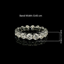 18K White Gold Natural Round Diamond Full Eternity Band Ring | Classic Wedding Anniversary Jewelry - Ring