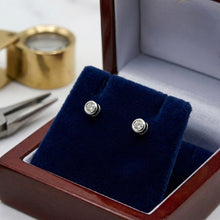 18K White Gold Natural Round Diamond Stud Earrings | Minimal Bezel Set | Timeless Everyday Wear - Earrings