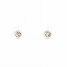 18K White Gold Natural Round Diamond Stud Earrings | Minimal Bezel Set | Timeless Everyday Wear - Earrings