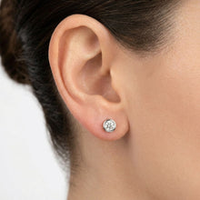 18K White Gold Natural Round Diamond Stud Earrings | Minimal Bezel Set | Timeless Everyday Wear - Earrings
