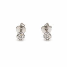 18K White Gold Natural Round Diamond Stud Earrings | Minimal Bezel Set | Timeless Everyday Wear - Earrings