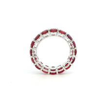 18K White Gold Natural Round Ruby Full Eternity Band Ring | Classic Four-Prong Fine Jewelry - Ring