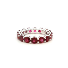 18K White Gold Natural Round Ruby Full Eternity Band Ring | Classic Four-Prong Fine Jewelry - Ring