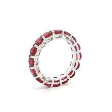 18K White Gold Natural Round Ruby Full Eternity Band Ring | Classic Four-Prong Fine Jewelry - Ring