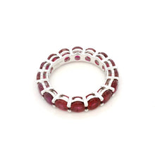 18K White Gold Natural Round Ruby Full Eternity Band Ring | Classic Four-Prong Fine Jewelry - Ring