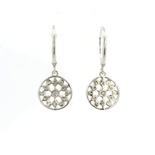 18K White Gold | Natural Tsavorite & Diamond Openwork Floral Motif Drop Earrings | Intricate Statement Silhouette