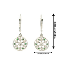 18K White Gold | Natural Tsavorite & Diamond Openwork Floral Motif Drop Earrings | Intricate Statement Silhouette