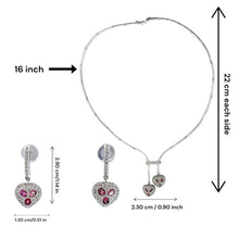 18K White Gold Necklace Earring Set with Natural Diamond & Pink Tourmaline Jewellery