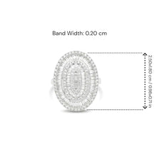 18K White Gold Oval Cocktail Statement Ring | Natural Diamond Baguette & Pavé Halo Design | Bold Luxury Jewelry - Ring