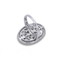 18K White Gold Oval Cocktail Statement Ring | Natural Diamond Baguette & Pavé Halo Design | Bold Luxury Jewelry - Ring