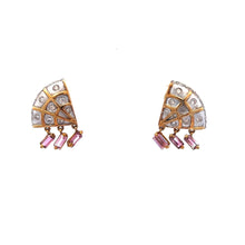18K White Gold Pendant Earrings With Natural Diamond & Amethyst Set Jewelry