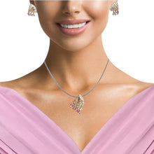18K Two Tone Gold Pendant Earring Set with Natural Diamond & Amethyst Jewellery