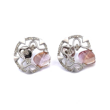 18K White Gold Pendant Earring Set with Natural Diamond & Carved Fancy Amethyst Jewellery