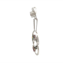 18K White Gold Pendant Earring Set with Natural Diamond & Multi Color Tourmaline Gemstone Jewellery