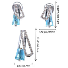 18K White Gold Pendant Earring Set with Natural Diamond & Swiss Blue Topaz Jewellery