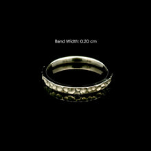 18K White Gold Ring | Handmade Hammered Texture | Vintage-Inspired Stackable Wedding Band - Ring