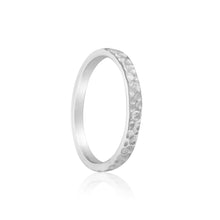 18K White Gold Ring | Handmade Hammered Texture | Vintage-Inspired Stackable Wedding Band - Ring