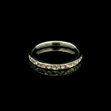 18K White Gold Ring | Handmade Hammered Texture | Vintage-Inspired Stackable Wedding Band - Ring