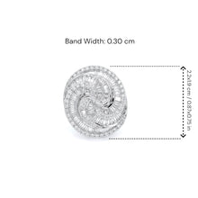 18K White Gold Spiral Cocktail Statement Ring | Natural Diamond Baguette & Round Swirl Design - Ring