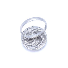 18K White Gold Spiral Cocktail Statement Ring | Natural Diamond Baguette & Round Swirl Design - Ring