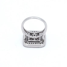 18K White Gold Square Illusion Cocktail Ring | Natural Diamond | Geometric Baguette & Pavé Design - Ring