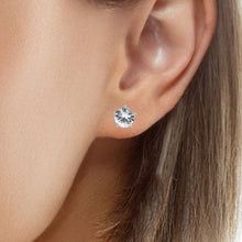 18K White Gold Stud Earrings | Natural White Sapphire Solitaire | Brilliant Shine Classic Prong Set Design - Earrings