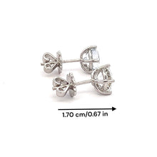 18K White Gold Stud Earrings | Natural White Sapphire Solitaire | Brilliant Shine Classic Prong Set Design - Earrings