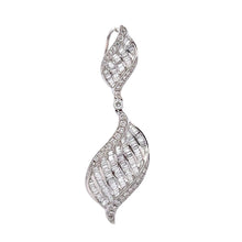 18K White Gold Swirl Pendant | Natural Diamond Invisible Setting | April Birthstone Jewelry - Pendant