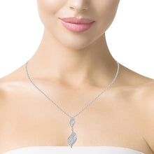 18K White Gold Swirl Pendant | Natural Diamond Invisible Setting | April Birthstone Jewelry - Pendant